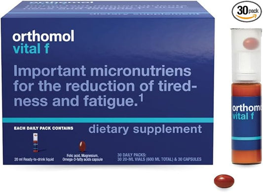 Orthomol Vital F Vial for Women, 30-Day Vitamin Supplement – Daily Energy, Fatigue Reduction & Vitality Support with Vitamins A, B, C, D, E, K, Omega-3 & Iodine