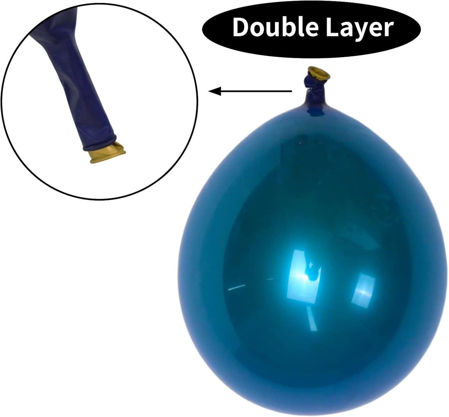 Chrome Blue Balloons, 50 PCS 10 Inch Double-Layered Metallic Light Blue Balloons, Shiny Thick Chrome Metallic Light Blue Latex Helium Balloons for Birthday Wedding Graduation Party Decoration Supplies