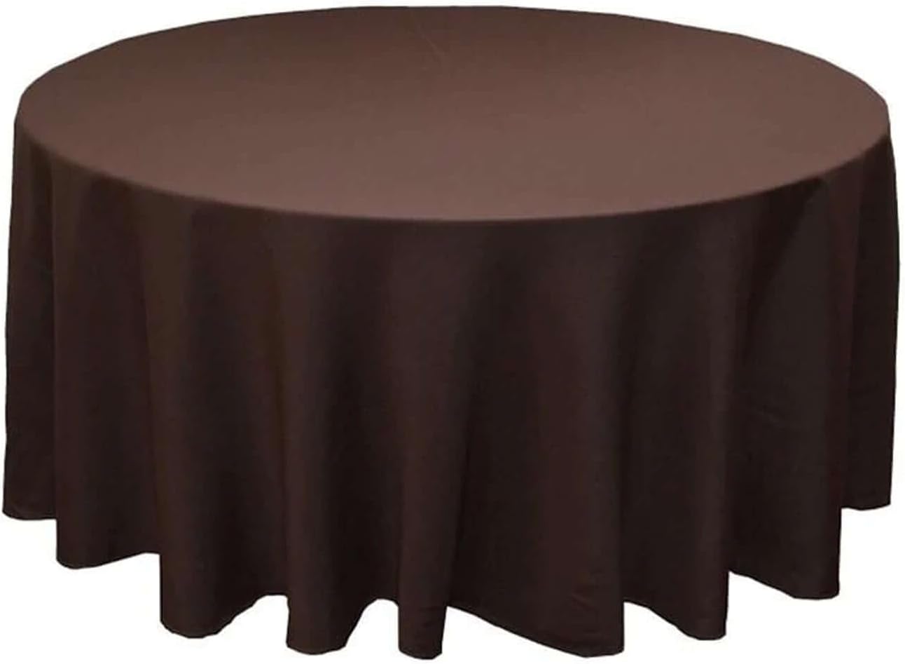 Efavormart Round Tablecloth, 120 Inch Stain & Wrinkle Resistant Washable Table Cloth, Decorative Polyester Fabric Table Cover for Banquet, Wedding, Dining - Chocolate