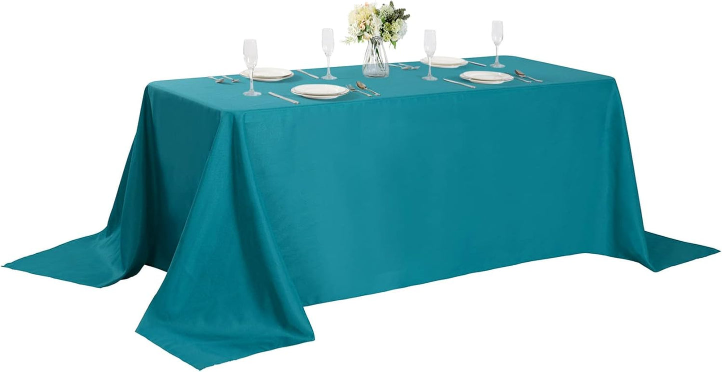 Rectangle Tablecloth 90x156 inch Washable Polyester Fabric Table Cloth for Wedding Party Dining Banquet Decoration（90x156, Teal）