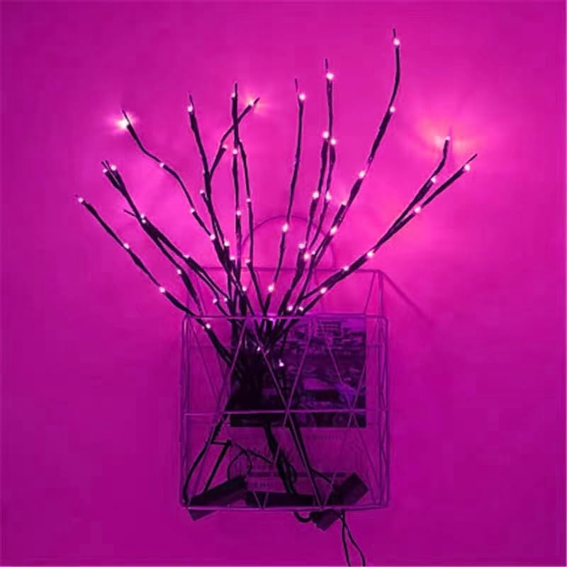 MENCH Branch Lights,3 Pcs Twig Light USB&Battery Powered 8 Flashing Modes by Remote Control.Branch Lights for Indoor, Light Up Decorations for Halloween Day and Christmas,Pink