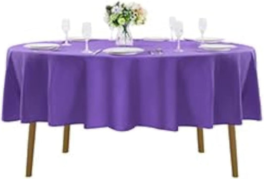60 inch Round Tablecloth Washable Polyester Table Cloth Decorative Table Cover for Wedding Party Dining Banquet（60 inch,Purple）