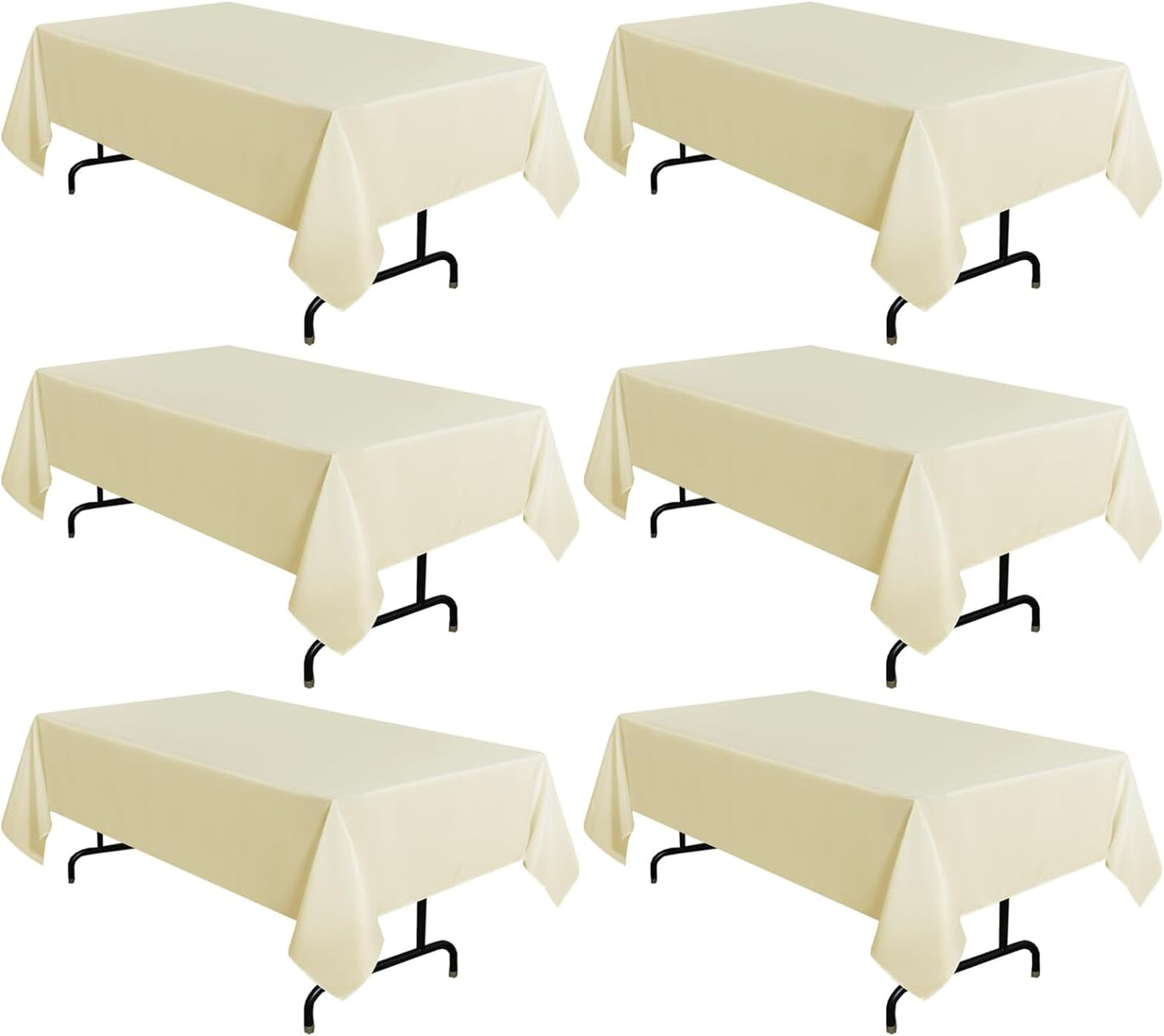 sancua 6 Pack Beige Tablecloth 60 x 102 Inch, Rectangle Table Cloth for 6 Feet Tables - Stain and Wrinkle Resistant Washable Polyester Table Cover for Dining Tables, Buffet Parties and Camping