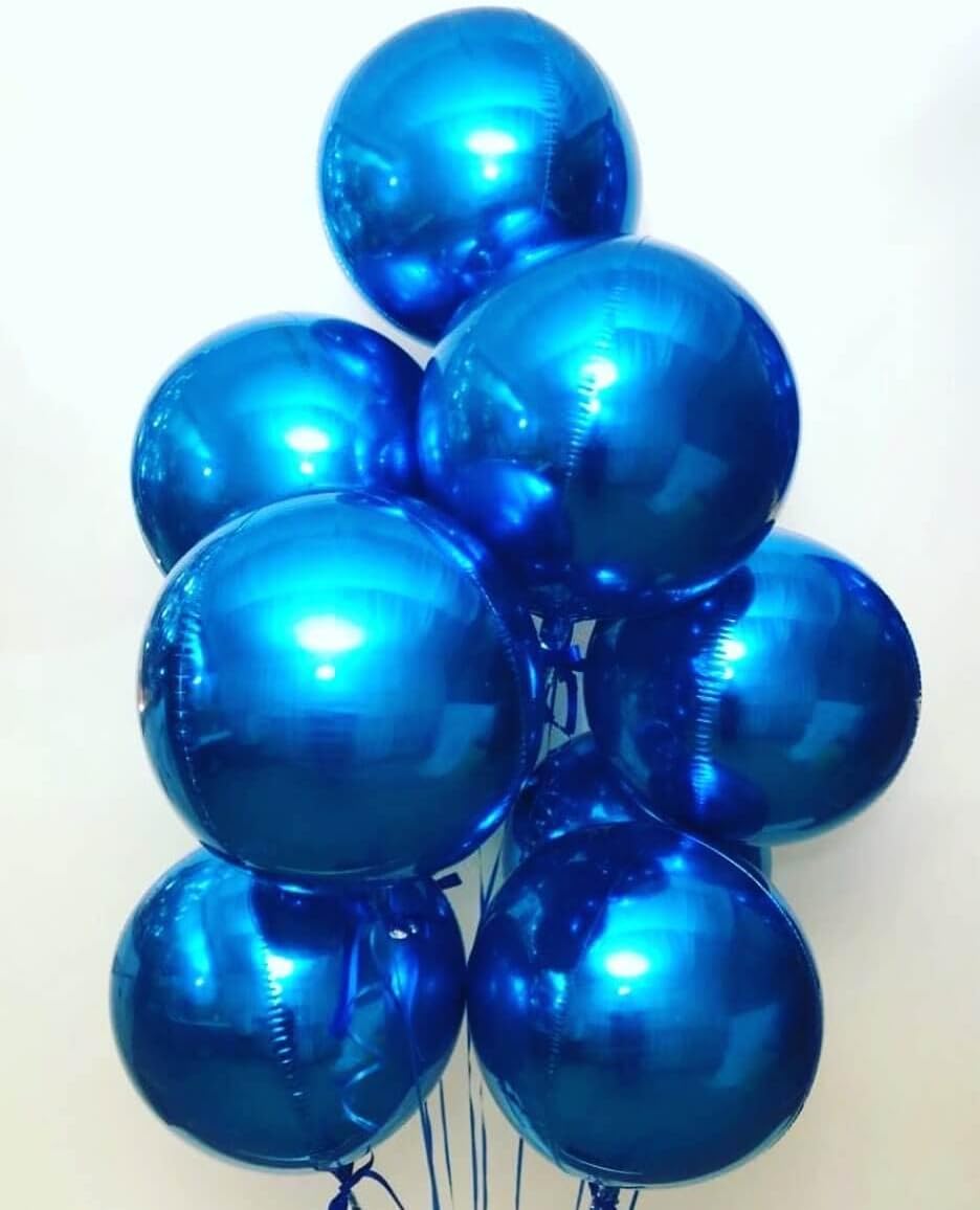 LHOAVWE 6 Pack Blue 22 Inch 4D Big Round Foil Balloons for Wedding, Birthday, Bridal Shower, Baby Shower Decorations