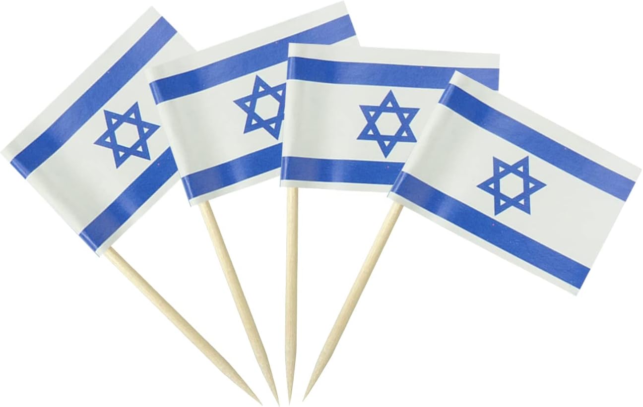 Israel Flag Israeli Flag, Small Mini Israel Toothpick Flags for Food, Cupcakes, Cocktails, Appetizers, Bar Party Decorations