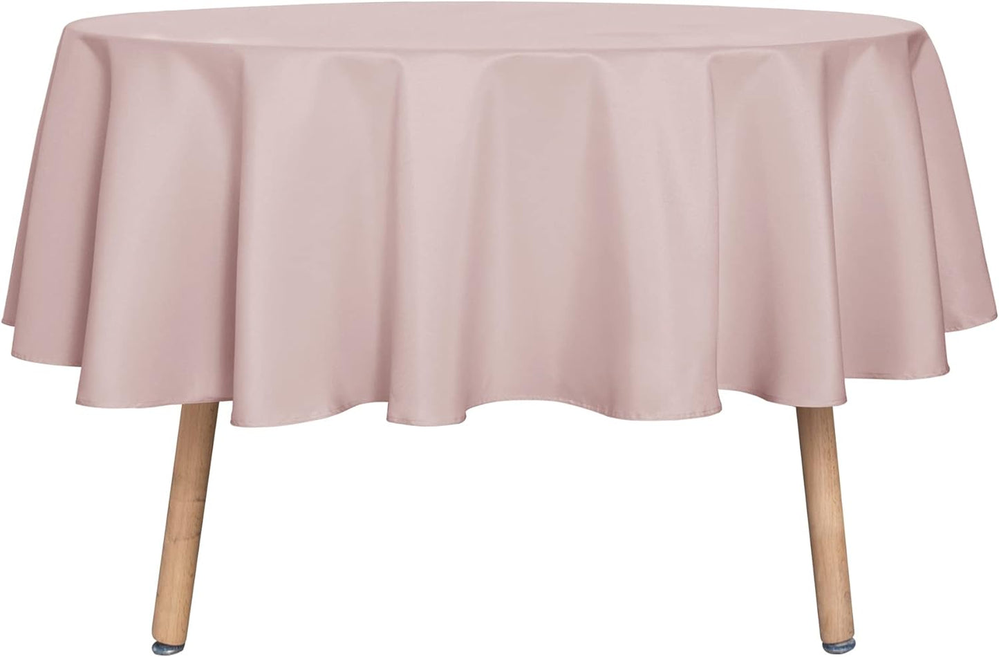 sancua Round Tablecloth - 70 Inch - Water Resistant Spill Proof Washable Polyester Table Cloth Decorative Fabric Table Cover for Dining Tables, Buffet Parties and Camping, Blush