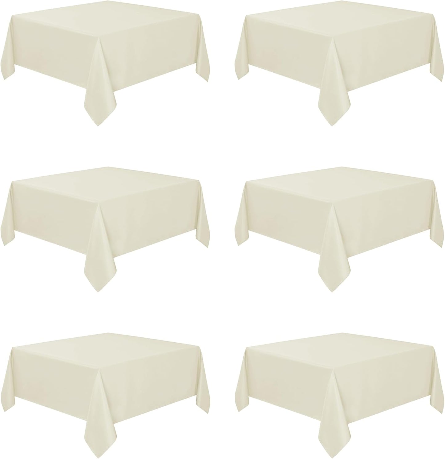 Fitable 6 Pack Square Tablecloths - 70 x 70 Inches - Stain Resistant and Reusable Table Clothes, Ivory Polyester Fabric Table Covers for Dining, Card Tables, Coffee Tables