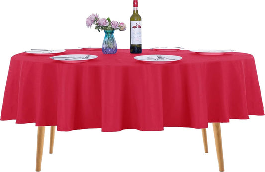 Ascoza 2pack 90 Inch Red Round Tablecloth in Washable Polyester Fabric for Wedding/Banquet/Restaurant/Parties…