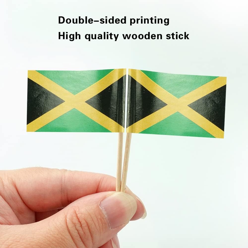 Jamaica Flag Jamaican Flag, Small Mini Jamaica Toothpick Flags for Food, Cupcakes, Cocktails, Appetizers, Bar Party Decorations