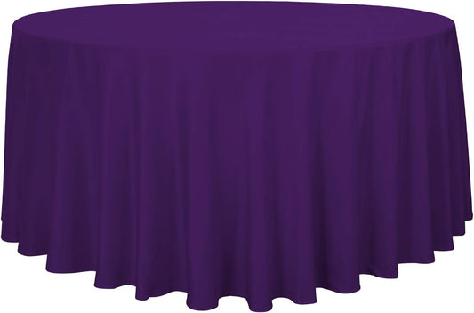 sancua Round Tablecloth - 120 Inch - Water Resistant Spill Proof Washable Polyester Table Cloth Decorative Fabric Table Cover for Dining Tables, Buffet Parties and Camping, Purple