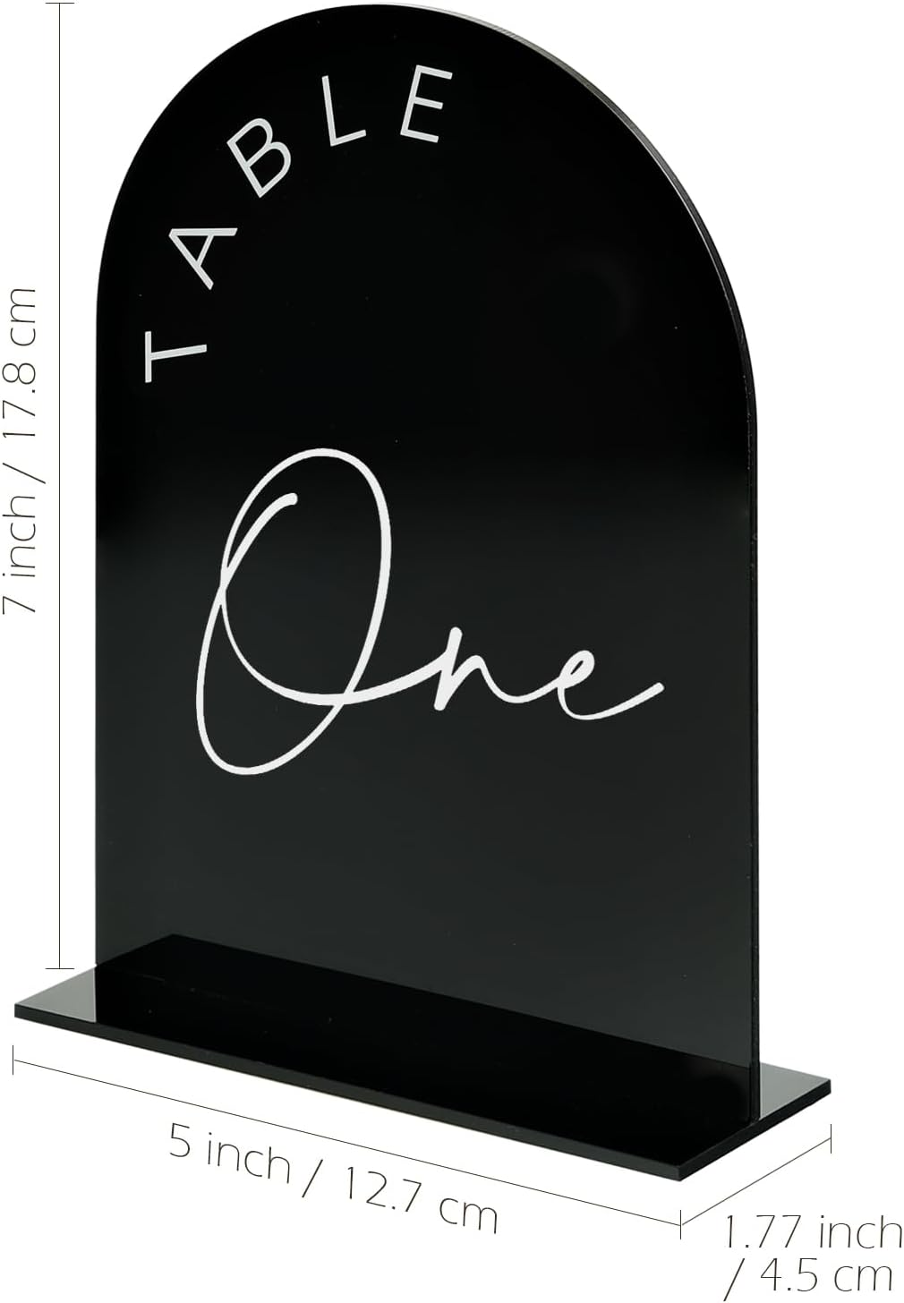 Black Arch Wedding Table Numbers with Stands 1-30, 5x7 Inch Black Acrylic Arch Sign with Holder, Arched Acrylic Table Numbers for Wedding Reception (1-30, 5"x7")
