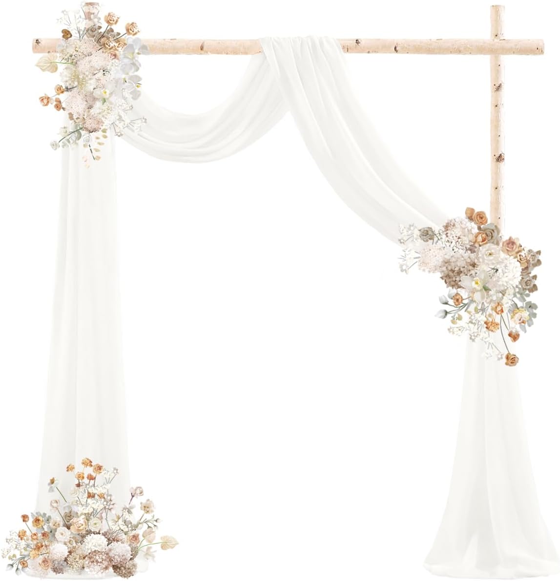 Ivory Wedding Arch Draping Fabric 2 Panels 29" x 20 FT White Drapes for Backdrop Sheer Curtains Wedding Drapes for Romantic Bridal Baby Shower Ceremony Birthday Party Fall Outdoor Events
