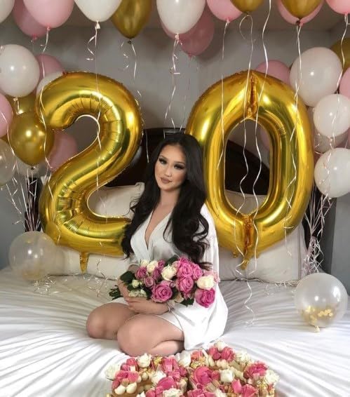 Gold Jumbo Helium Number Balloon 40 Inch, Giant Foil Golden Number 0 Birthday Balloons, Large Numbers 10 20 30 40 50 60 70 80 90 100 2025, Party Celebration Supplies Decorations