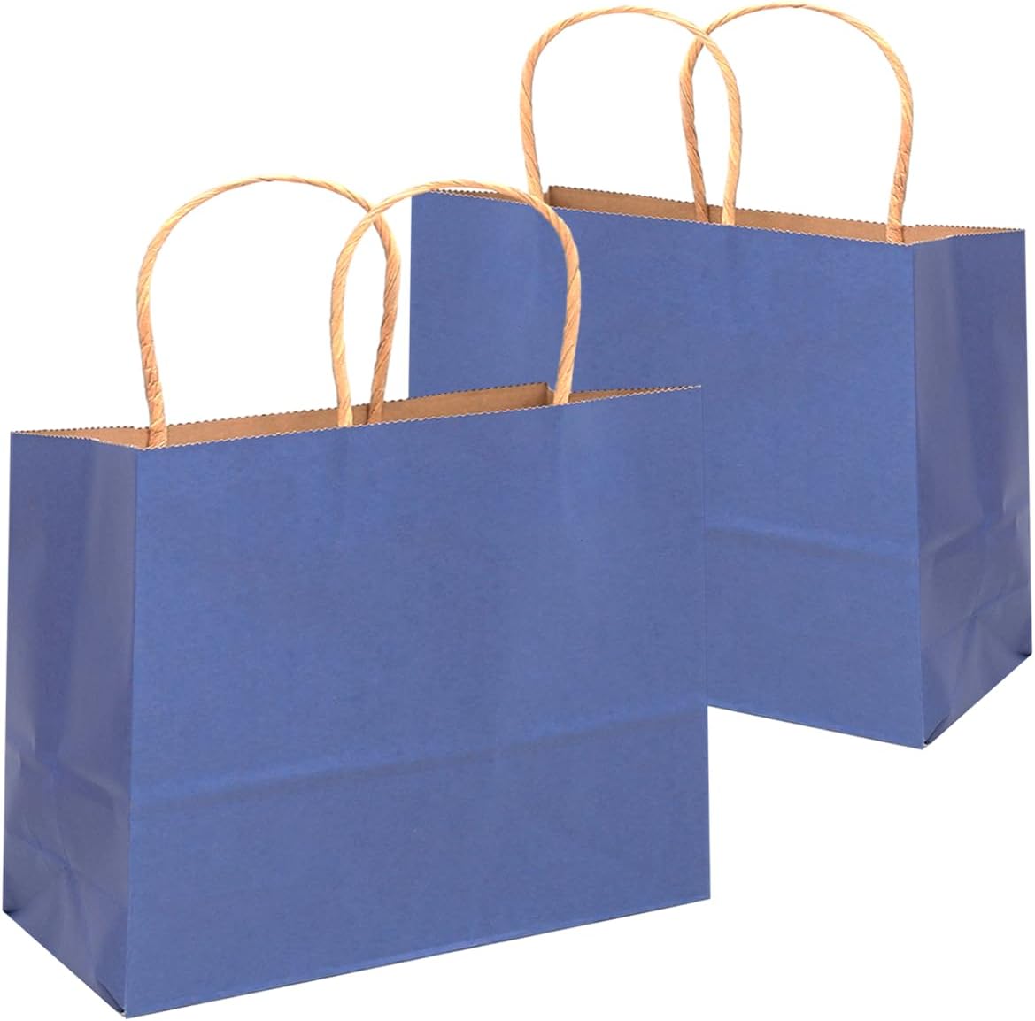 qiqee 100PCS Large Gift Bag with Handles Bulk 13"x4.5"x10" Gift Bags Kraft Deep Blue Multiple Uses (32x11x25cm,Wide Large)