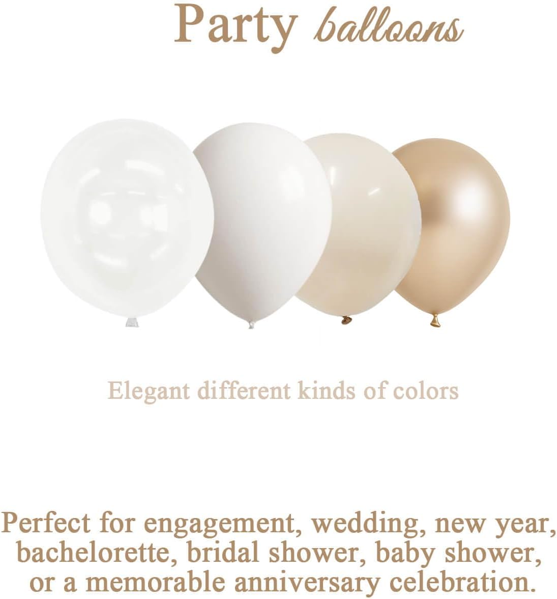Champagne Gold and Ivory White Balloons Engagement Party Decorations- 34Pcs 12in Metallic Champagne Gold, White, Ivory, Clear Latex Baloons for Bridal Showers Wedding Birthday Party Supplies