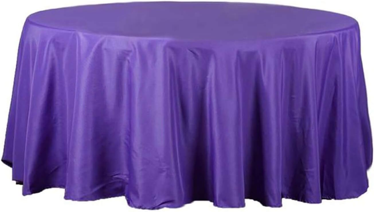 Efavormart Round Tablecloth, 108 Inch Stain & Wrinkle Resistant Washable Table Cloth, Decorative Polyester Fabric Table Cover for Banquet, Wedding, Dining- Purple