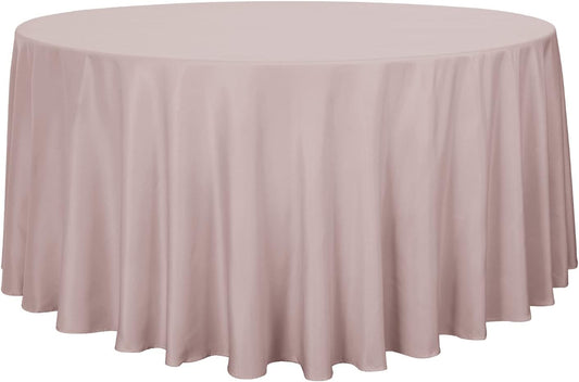 sancua Round Tablecloth - 120 Inch - Water Resistant Spill Proof Washable Polyester Table Cloth Decorative Fabric Table Cover for Dining Tables, Buffet Parties and Camping, Blush