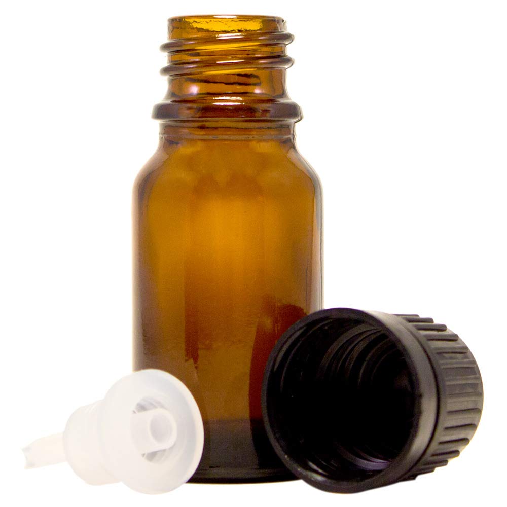 10 ml (1/3 fl oz) Amber Glass Bottle with Euro Dropper (6 Pack)