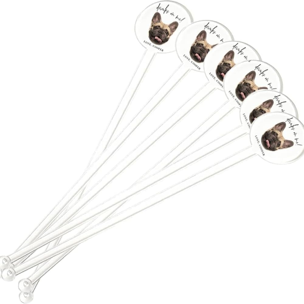 Coolslove Personalized Wedding Dog Stir Sticks, Custom Illustrated Pet Acrylic Cocktail Stirrers, Acrylic Cocktail Stirrers, Wedding Drink Sticks, Wedding Favors Decors Essentials Style 3