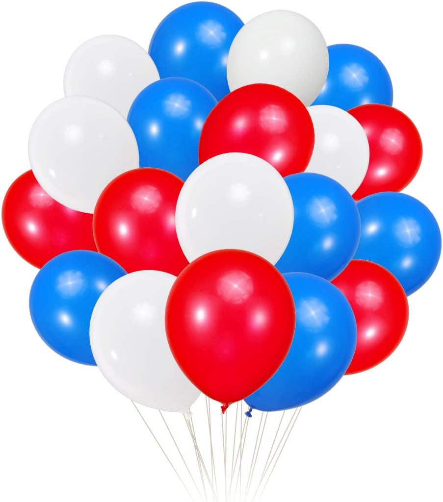 300 Pack Red White and Blue Balloons 100 of each of the 3 colors 12 inch Red White Blue Party Balloon Bulk for Various Party Events Decorations