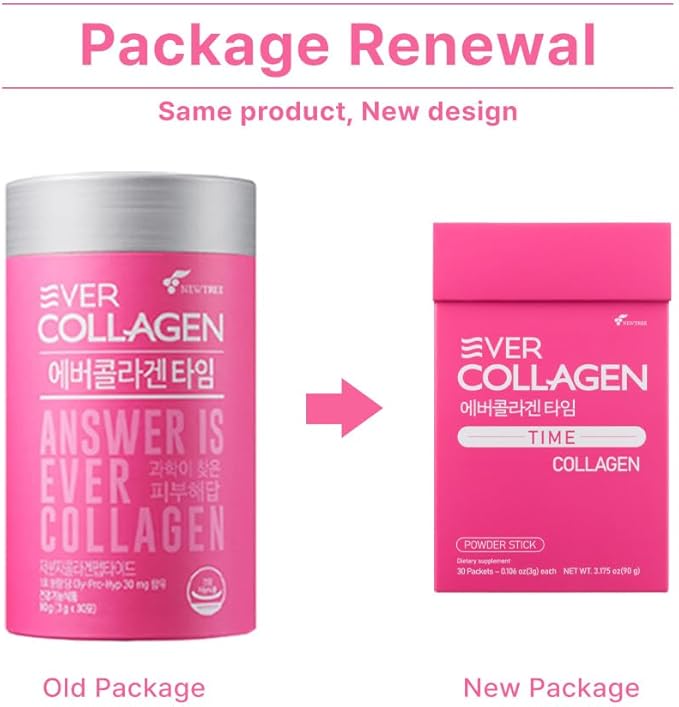 NEWTREE Low Molecular Multi Marine Collagen Peptides Protein Powder Stick for Skin Hair Nail Health & Beauty Type I III Collagen Supplement for Women Men, 30 Packets (Apple Flavor)