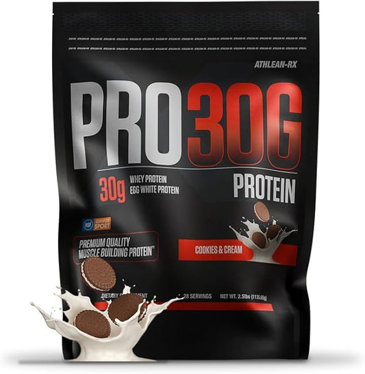 ATHLEAN-X PRO-30G, Premium Whey Protein Isolate Powder, Cookies and Cream, Gluten-Free, Low Sugar, 30g of High Protein Powder for Muscle Recovery & Growth