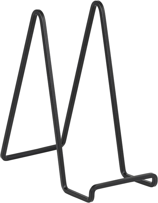 Large Plate Holder Display Stand - 10 inch Tall Plate Stands for Display - Metal Picture Frame Stand - Big Tabletop Easel Stand for Decorative Plates | Platter | Book | Plaque | Tile - 2 Pack - Black