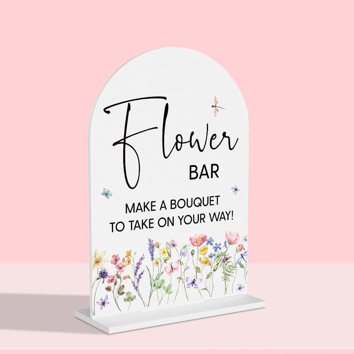 Flower Bar Sign Wedding Decor White Acrylic Table Sign for Marriage Parties Anniversaries Reception Cafe Hotel Party Bar Business Event