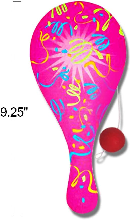 ArtCreativity Neon Paddle Balls, Pack of 12, 9.25 Inch Plastic Paddleball with String, Assorted Bright Colors, Great Party Favors, Goodie Bag Fillers, Fun Activity Toys for Kids