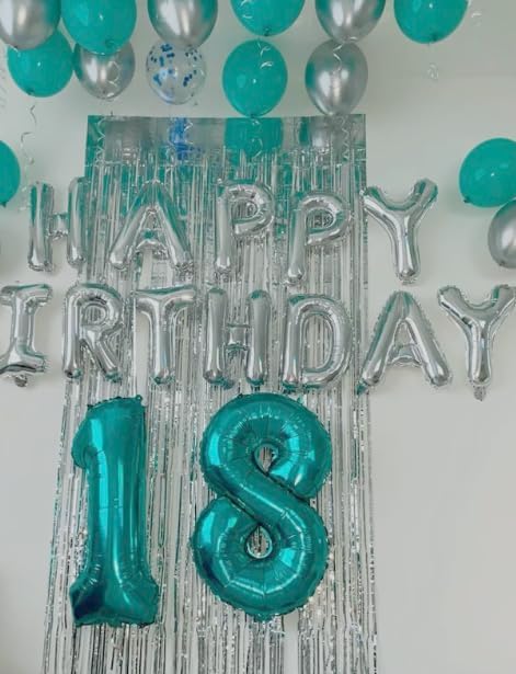 Teal Blue Foil Number 8 Balloon 40 Inch, Helium Mylar Eight Number 8 18 28 38 48 58 80 88 Birthday Balloons, 8th Teal Blue Women Men Wedding Anniversary, Graduations Party Supplies