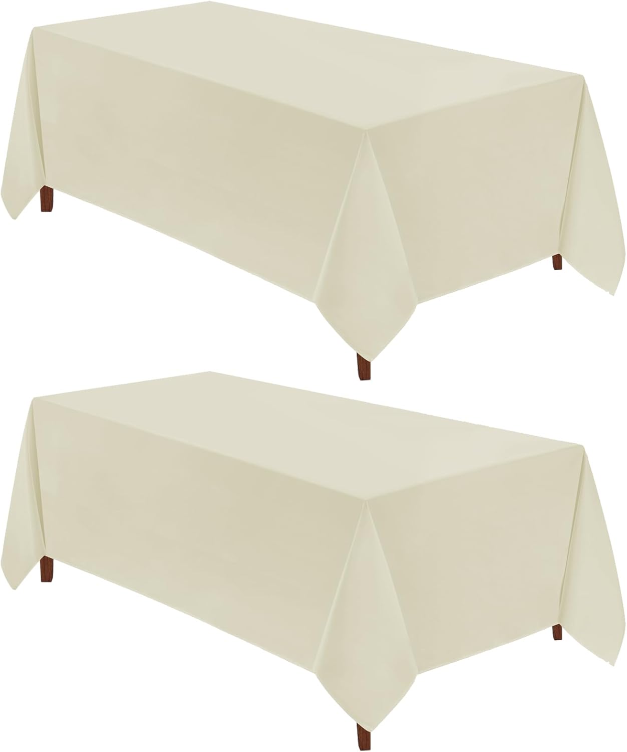 VidaFete Tablecloth 2 Pack 90 * 132inch Rectangle Table Cloth Polyester, Stain Wrinkle Resistant Polyester Dining Table Cover for Kitchen Dinning Party Wedding Rectangular Buffet Decoration(Ivory)