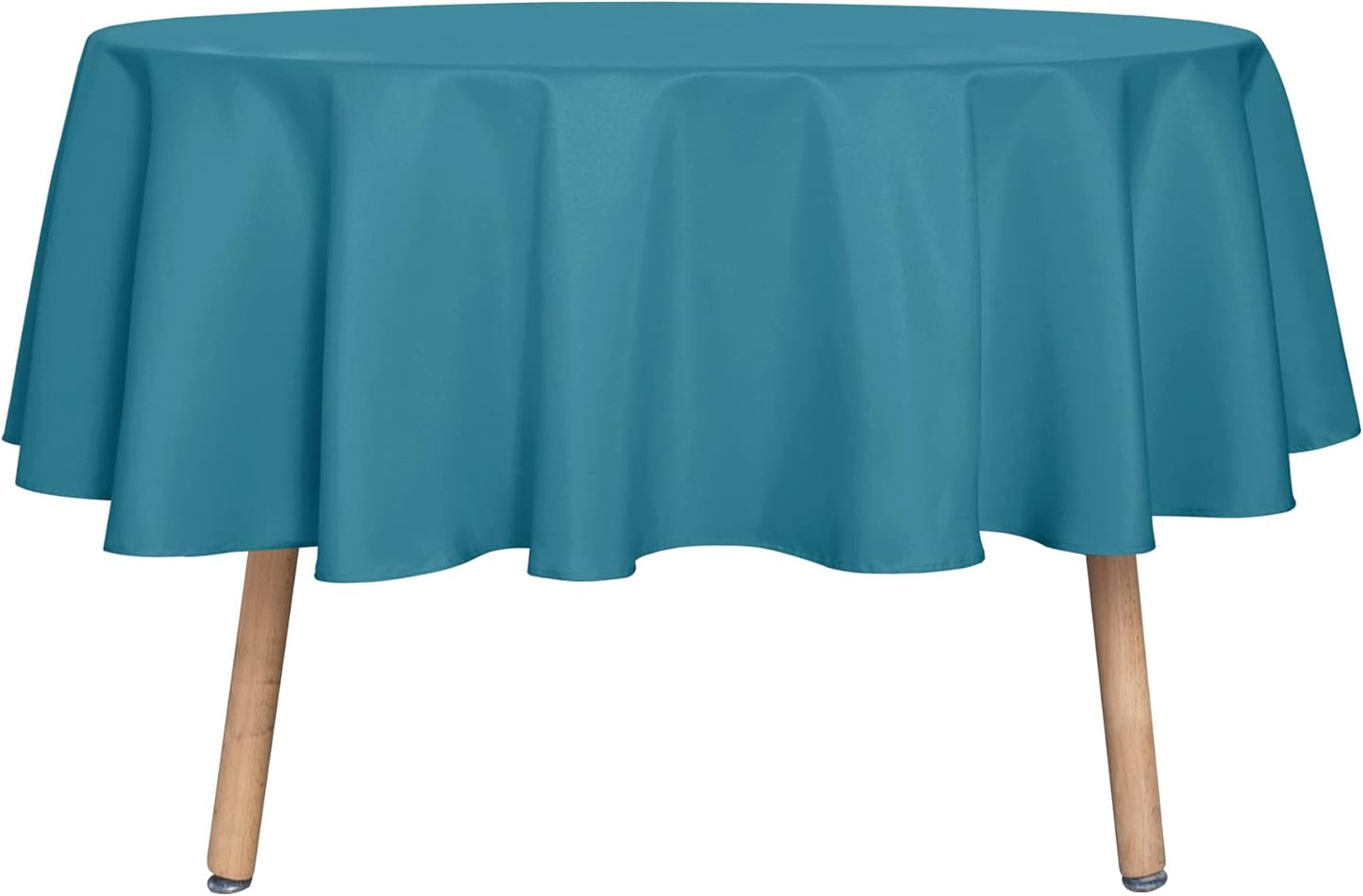 sancua Round Tablecloth - 80 Inch - Water Resistant Spill Proof Washable Polyester Table Cloth Decorative Fabric Table Cover for Dining Tables, Buffet Parties and Camping, Teal