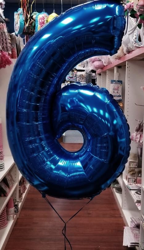 40 Inch Night Blue Mylar Foil Number 6 Birthday Balloon, Digital Balloons for 6 16 Boy Girl Party Decorations Supplies, Night Blue Big Helium Balloon Numbers for 26 36 46 60 Men Women Anniversary
