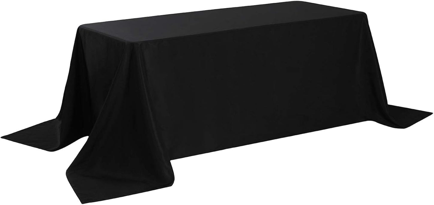 Rectangle Tablecloth 90x156 inch Washable Polyester Fabric Table Cloth for Wedding Party Dining Banquet Decoration（90x156, Black）