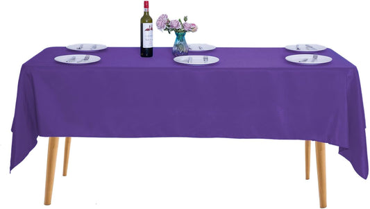 Ascoza 2pack 60x102 Inch Purple Rectangular Tablecloth 6 Feet Table Cloth in Polyester Fabric for Wedding/Banquet/Restaurant/Parties