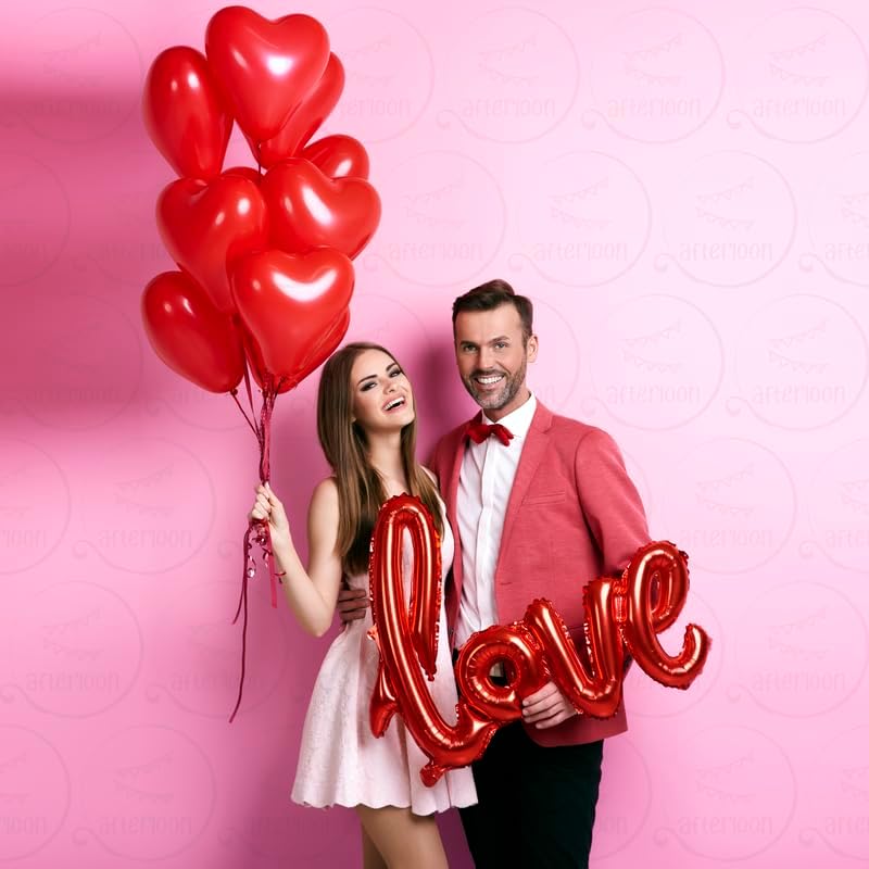 AFTERLOON® Biodegradable Balloons 100 pcs Red 12 Inch Heart Shaped, Thickened Extra Strong Natural Latex Helium Float, Proposal Marriage Love Baby Shower Gender Reveal Wedding Bridal Corazones