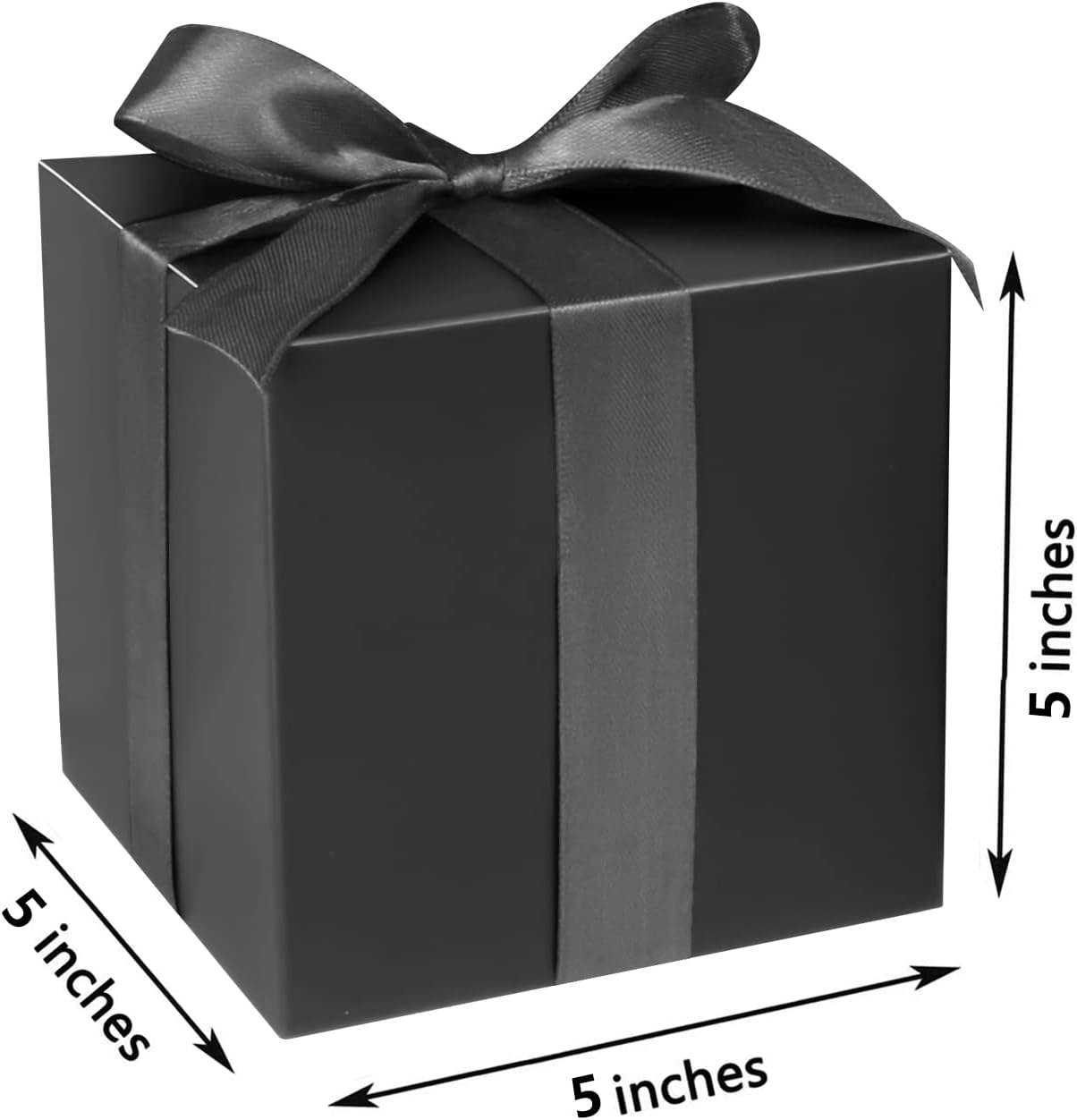 COTOPHER Small Gift Boxes 25 Pack 5x5x5 inches Black Gift Boxes with Lids for Gifts, Crafting, Wedding Party Favor, Cupcake Boxes, Candy, Bridesmaids Proposal Box with Ribbons and Stickers