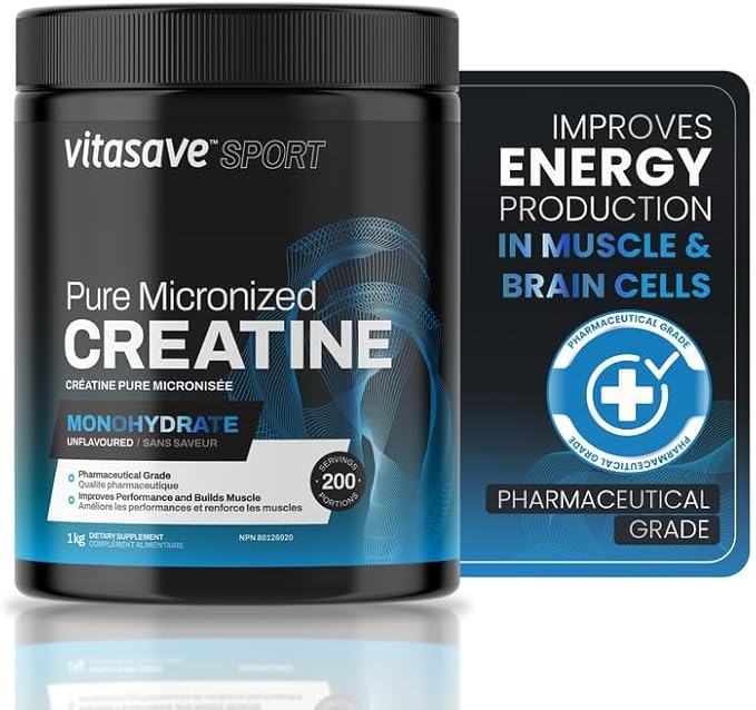 Micronized Creatine Monohydrate Powder – 100% Pure Creatine for Muscle Growth, Strength & Performance – Fast-Absorbing, Ultra-Fine & Unflavored – Vegan – 200 Servings (1000g, Made in Canada)