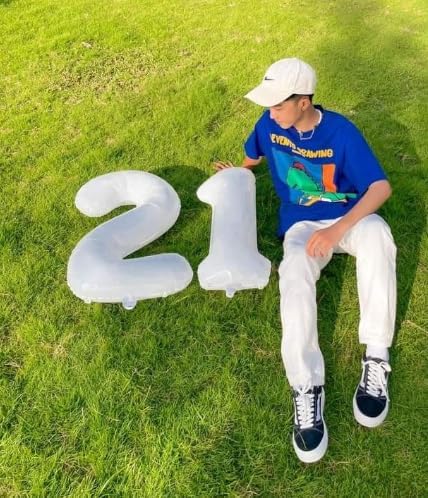 White 40 Inch Big Number Balloon Birthday Decoration, Number 2 Helium Balloon 12 20 22 23 24 26 2025 New Years Celebration, Boy Girl Baby Anniversary Party Graduations Supplies Decorations