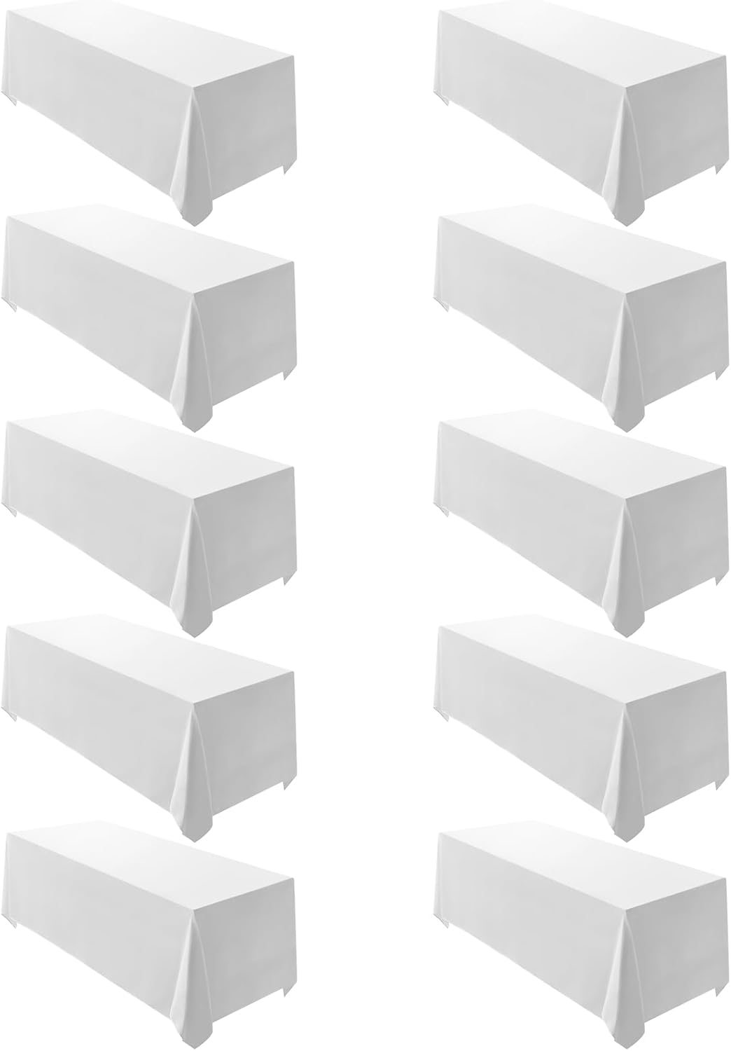 Surmente 10 Pack White Rectangle Tablecloth 90 x 132-inch Rectangular Polyester Table Cloth for Weddings, Banquets, or Restaurants