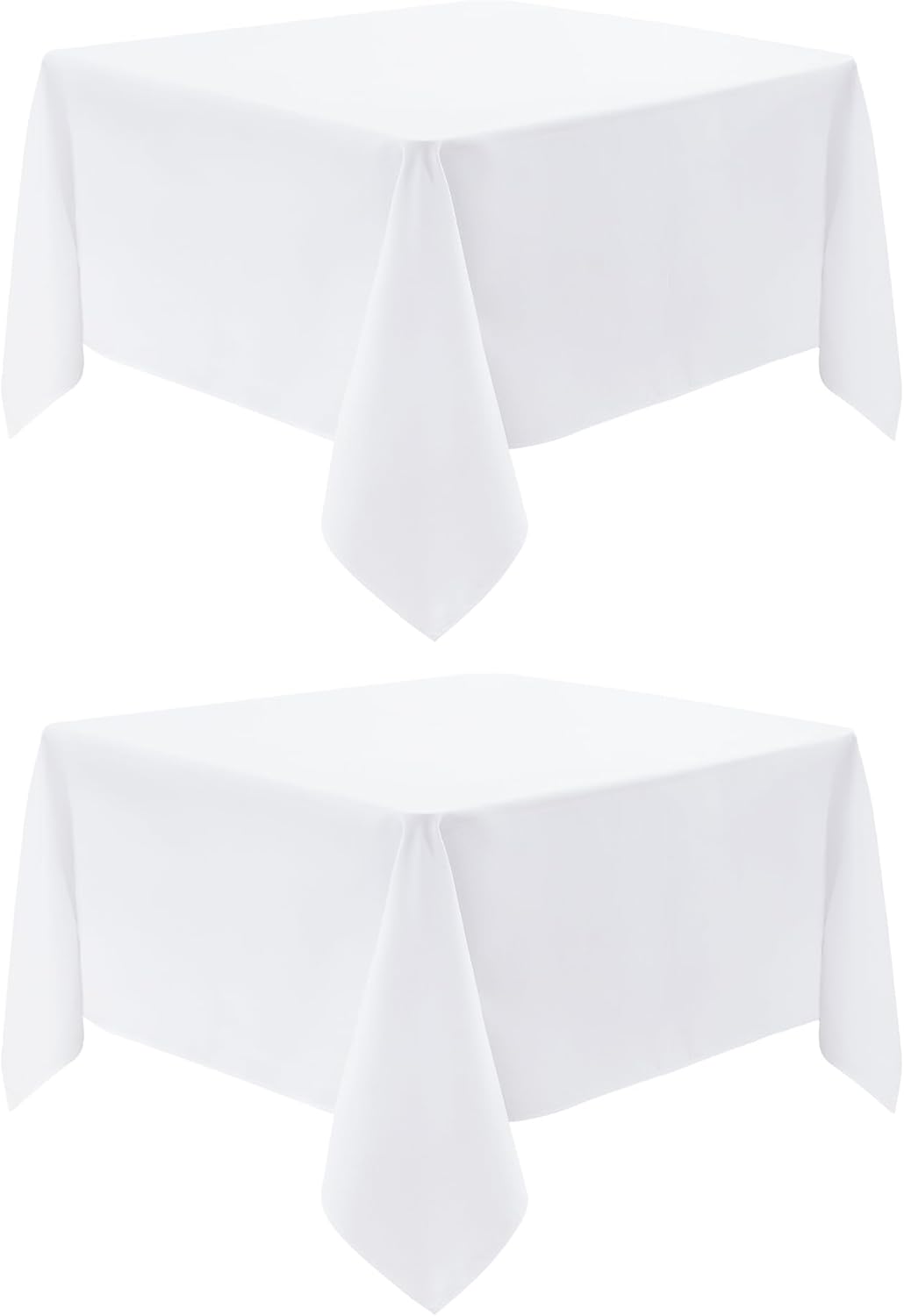 2 Pack Square Table Cloth 48X48 Inch White Washable Fabric Tablecloth Polyester Solid Dining Table Cover for Birthday Party Dinner Holiday Outdoor Indoor