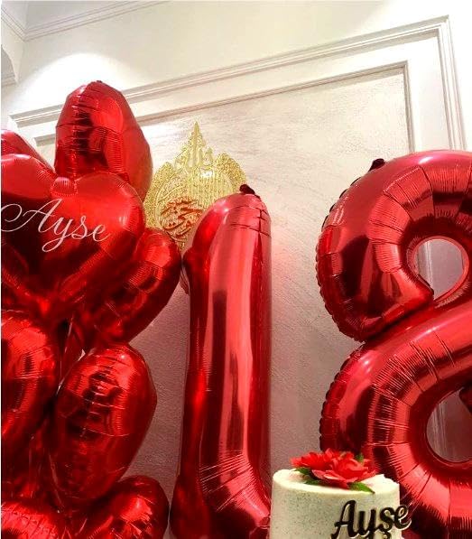 Number Balloon 40 Inch Red 8 Balloon, Red Number 8 Balloon Birthday Decorations, 8 18 28 38 80 Birthday Balloons, 8th Red Party Wedding Graduations Supplies