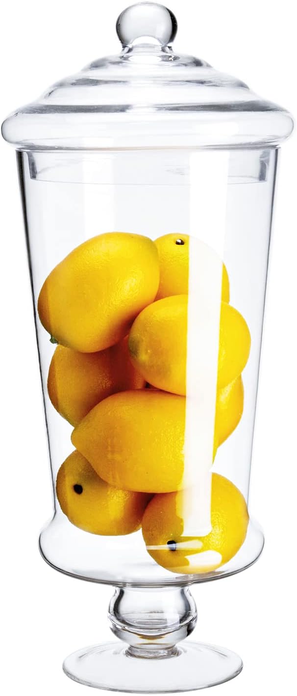 Glass Apothecary Jars, Clear Candy Bowl Dishes Holder Elegant Storage Buffet Display, Decorative Wedding Candy Organizer Canisters (Height: 16" Body: 6")