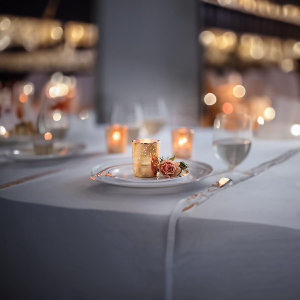 WGV Gold Speckled Tea Light Votive Candle Holder 2.2x2.75, Small Tiny Utility Cylinder Mercury Glass Vase, Home Accent Decor, 24 Pieces