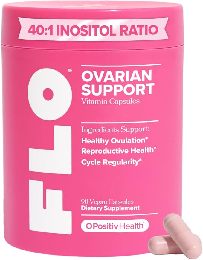 O Positiv FLO Ovarian Health Support - Hormone Balance for Women, Supplement with DIM, Myo & D-Chiro Inositol, Folic Acid - Supports Healthy Ovulation, Cycle Regularity - 30 Servings