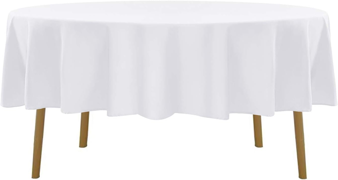 Cupuamon 90 inch Round Tablecloth Washable Polyester Table Cloth Decorative Table Cover for Wedding Party Dining Banquet（90 inch,White）