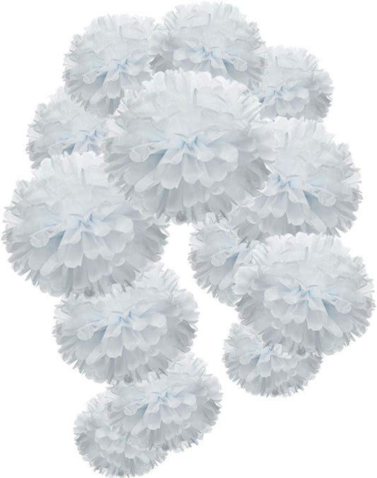 MOWO White Paper Flower Tissue Pom Poms Baby Shower Party Supplies (White,12pc)