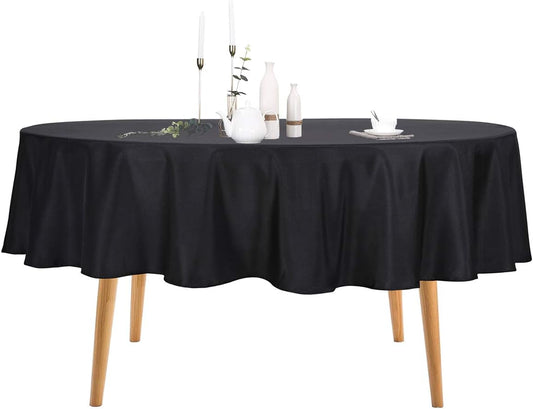 Ascoza 6pack 70 Inch Black Round Tablecloth in Polyester Fabric for Wedding/Banquet/Restaurant/Parties
