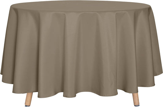 sancua Round Tablecloth - 90 Inch - Water Resistant Spill Proof Washable Polyester Table Cloth Decorative Fabric Table Cover for Dining Tables, Buffet Parties and Camping, Taupe