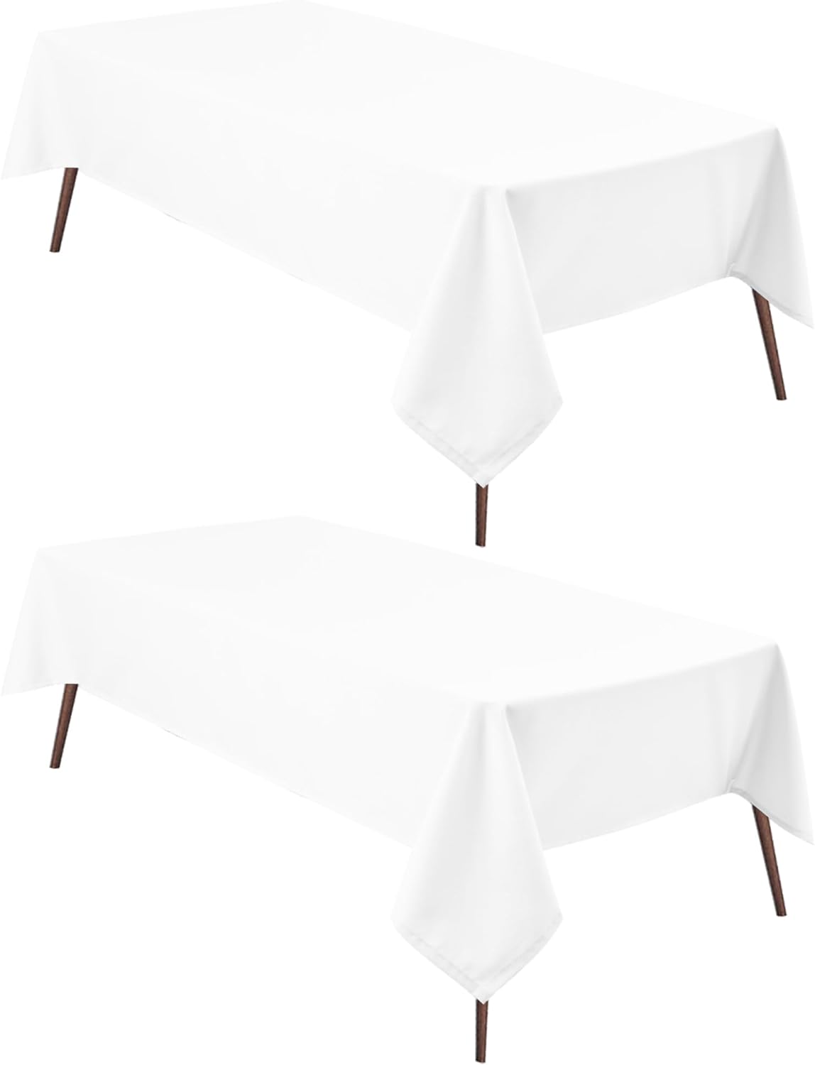 Hiasan 2 Pieces White Rectangle Tablecloth - Waterproof and Spillproof Restaurant Washable Polyester Table Cloth for Dining Room, 70 x 140 Inch